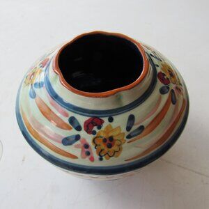 Hand Painted Orange and Blue Ceramic Indoor Planter